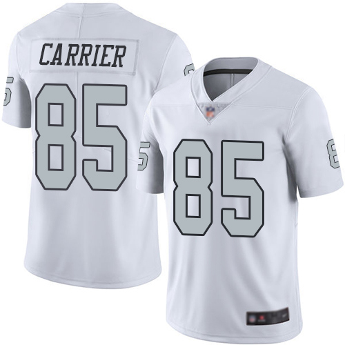 Men Oakland Raiders Limited White Derek Carrier Jersey NFL Football 85 Rush Vapor Untouchable Jersey